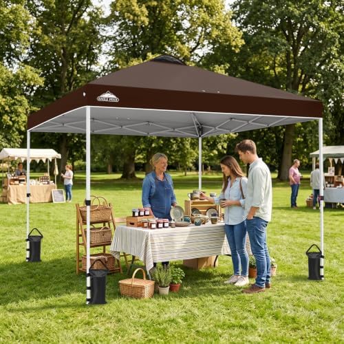 10x10 Pop Up Canopy Tent Easy Up Canopy Outdoor, Brown in Brown, alternate view 2