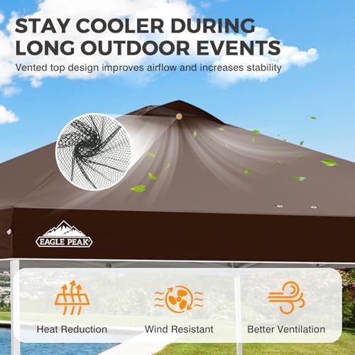 10x10 Pop Up Canopy Tent Easy Up Canopy Outdoor, Brown in Brown, alternate view 4