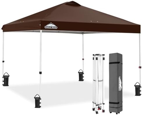 10x10 Pop Up Canopy Tent Easy Up Canopy Outdoor, Brown in Brown, alternate view 5