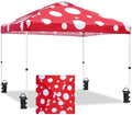 10x10 Pop Up Canopy Tent Easy Up Canopy Outdoor, Red Mushroom