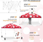 10x10 Pop Up Canopy Tent Easy Up Canopy Outdoor, Red Mushroom, alternate view 4