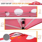 10x10 Pop Up Canopy Tent Easy Up Canopy Outdoor, Red Mushroom, alternate view 6