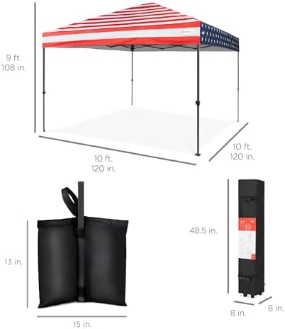 10x10 Pop Up Canopy Tent, EZ Setup, American Flag, alternate view 2
