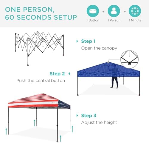 10x10 Pop Up Canopy Tent, EZ Setup, American Flag, alternate view 3