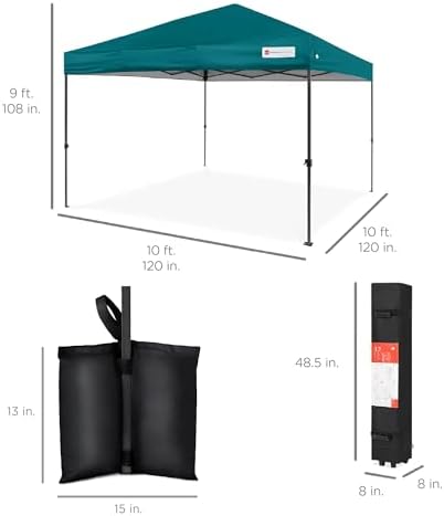 10x10 Pop Up Canopy Tent, EZ Setup, Cerulean, alternate view 2