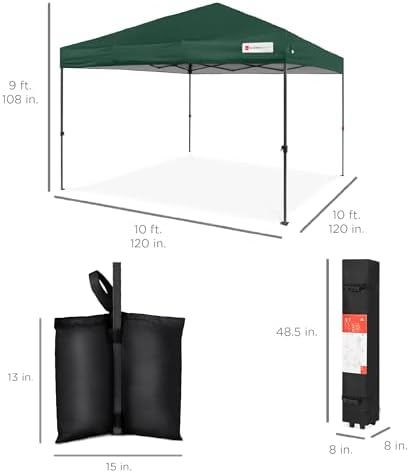 10x10 Pop Up Canopy Tent, EZ Setup, Dark Green in Dark Green, alternate view 2