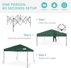 10x10 Pop Up Canopy Tent, EZ Setup, Dark Green in Dark Green, alternate view 3