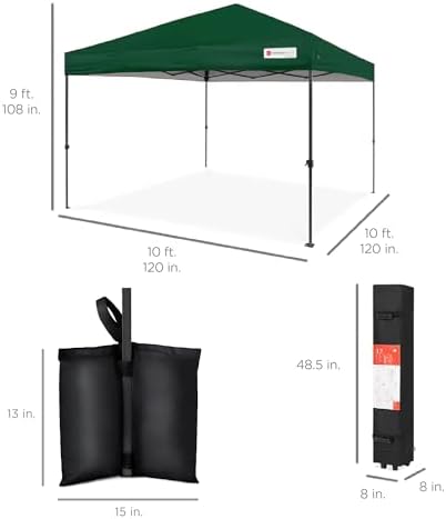 10x10 Pop Up Canopy Tent, EZ Setup, Forest Green, alternate view 2