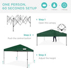 10x10 Pop Up Canopy Tent, EZ Setup, Forest Green, alternate view 3