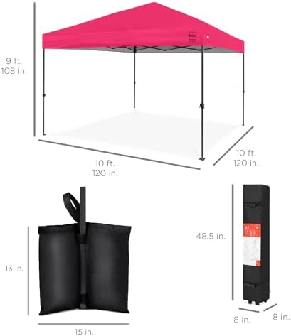 10x10 Pop Up Canopy Tent, EZ Setup, Hot Pink, alternate view 2