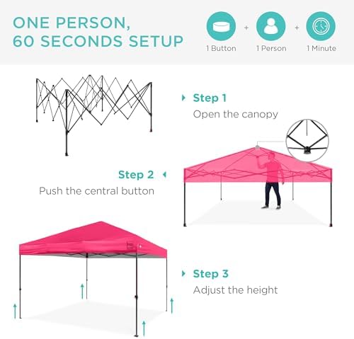 10x10 Pop Up Canopy Tent, EZ Setup, Hot Pink, alternate view 3
