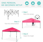 10x10 Pop Up Canopy Tent, EZ Setup, Hot Pink, alternate view 3