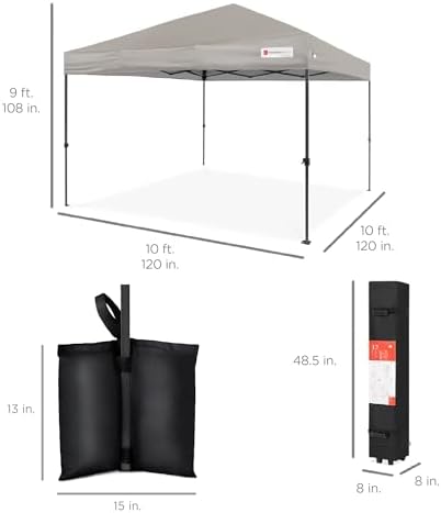 10x10 Pop Up Canopy Tent, EZ Setup, Light Gray in Light Gray, alternate view 2