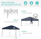 10x10 Pop Up Canopy Tent, EZ Setup, Navy Blue in Navy Blue, alternate view 3