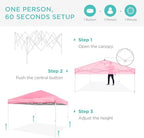 10x10 Pop Up Canopy Tent, EZ Setup, Pink/White, alternate view 3
