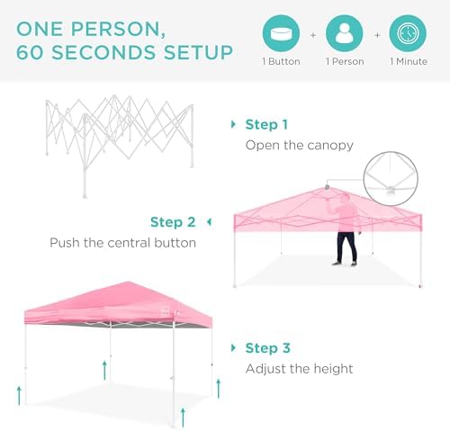 10x10 Pop Up Canopy Tent, EZ Setup, Pink/White, alternate view 3