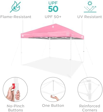 10x10 Pop Up Canopy Tent, EZ Setup, Pink/White, alternate view 5