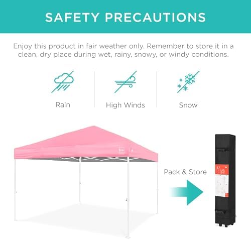 10x10 Pop Up Canopy Tent, EZ Setup, Pink/White, alternate view 6