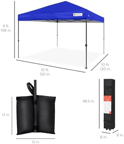 10x10 Pop Up Canopy Tent, EZ Setup, Resort Blue, alternate view 2