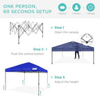 10x10 Pop Up Canopy Tent, EZ Setup, Resort Blue, alternate view 3