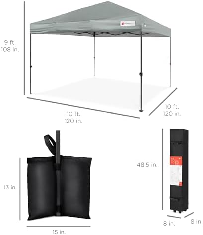 10x10 Pop Up Canopy Tent, EZ Setup, Silver in Silver, alternate view 2