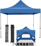 10x10 Pop Up Canopy Tent, Heavy Duty Canopy(Blue with 4 Sidewalls)