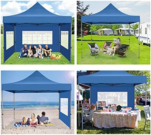 10x10 Pop Up Canopy Tent, Heavy Duty Canopy(Blue with 4 Sidewalls), alternate view 6