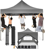 10x10 Pop Up Canopy Tent, Heavy Duty Canopy(Gray with 4 Sidewalls)