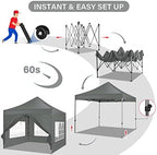 10x10 Pop Up Canopy Tent, Heavy Duty Canopy(Gray with 4 Sidewalls), alternate view 5