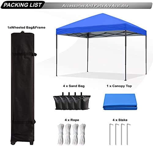 10x10 Pop Up Canopy Tent, Heavy Duty Weather Protection, Blue in Blue, alternate view 4