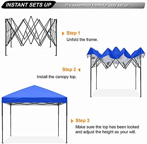10x10 Pop Up Canopy Tent, Heavy Duty Weather Protection, Blue in Blue, alternate view 6