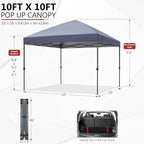10x10 Pop Up Canopy Tent, Heavy Duty Weather Protection, Gray in Gray, alternate view 3