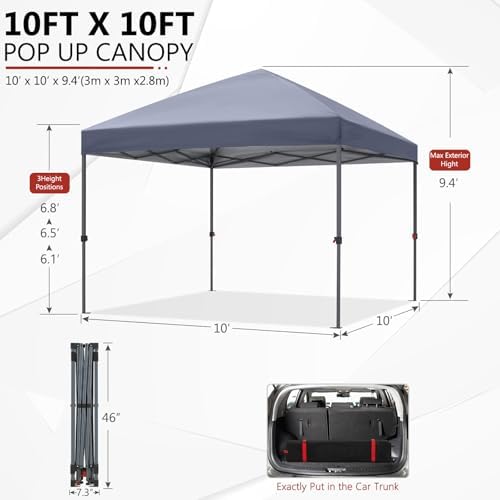 10x10 Pop Up Canopy Tent, Heavy Duty Weather Protection, Gray in Gray, alternate view 3