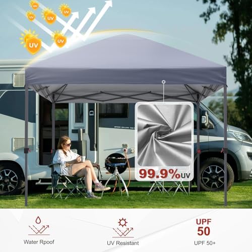 10x10 Pop Up Canopy Tent, Heavy Duty Weather Protection, Gray in Gray, alternate view 4