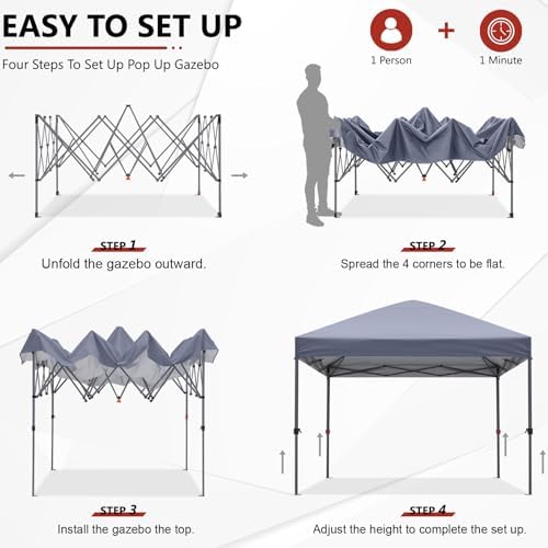 10x10 Pop Up Canopy Tent, Heavy Duty Weather Protection, Gray in Gray, alternate view 5