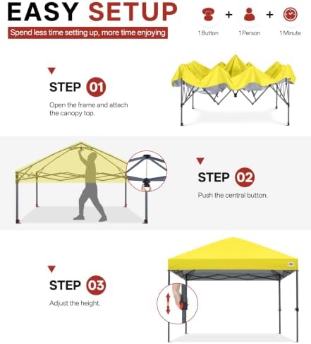 10x10 Pop Up Canopy Tent, Heavy Duty Weather Protection, Yellow, alternate view 6