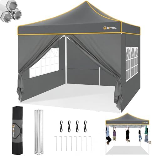 10x10 Pop Up Canopy Tent, Heavy Duty with Durable Frame, 4 Sidewalls