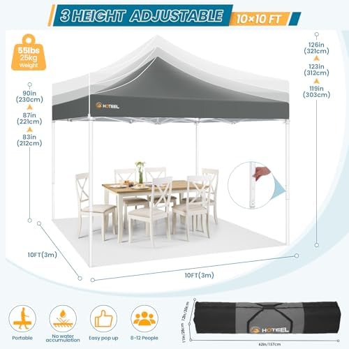 10x10 Pop Up Canopy Tent, Heavy Duty with Durable Frame, 4 Sidewalls, alternate view 2