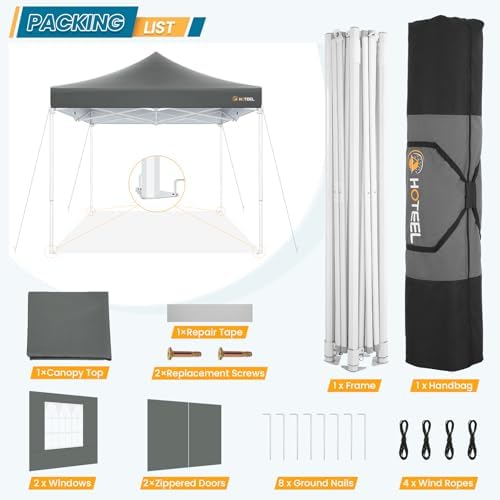 10x10 Pop Up Canopy Tent, Heavy Duty with Durable Frame, 4 Sidewalls, alternate view 5