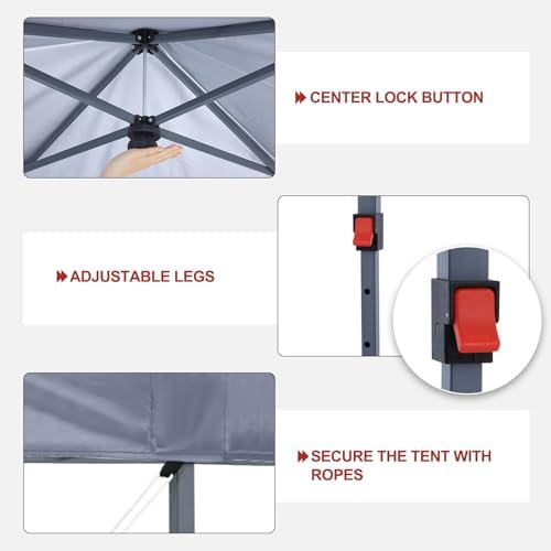 10x10 Pop up Canopy Tent Instant Portable Shelter, Grey in Grey, alternate view 5