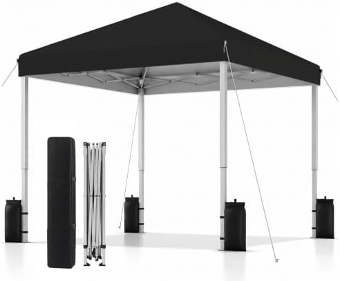 10x10 Pop Up Canopy Tent, One Push One Person Setup, Light Black in Light Black