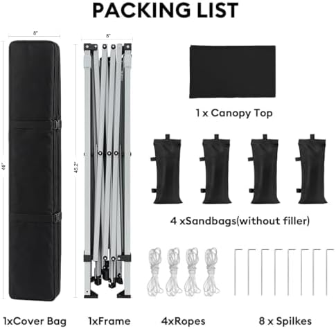10x10 Pop Up Canopy Tent, One Push One Person Setup, Light Black in Light Black, alternate view 4