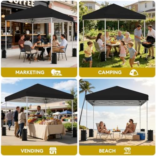 10x10 Pop Up Canopy Tent, One Push One Person Setup, Light Black in Light Black, alternate view 5