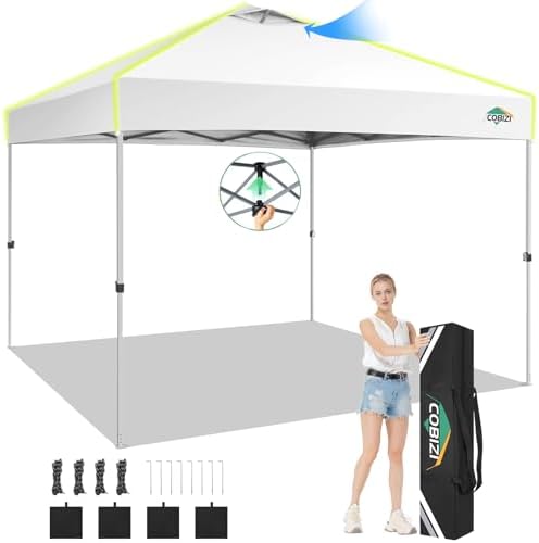 10x10 Pop Up Canopy Tent, Outdoor Party Tent Without Sidewall One Push Setup Glow, 3 Adjustable Height Air Vent