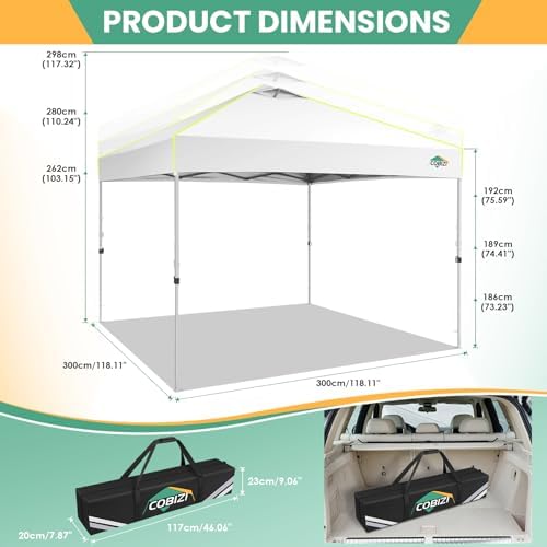 10x10 Pop Up Canopy Tent, Outdoor Party Tent Without Sidewall One Push Setup Glow, 3 Adjustable Height Air Vent, alternate