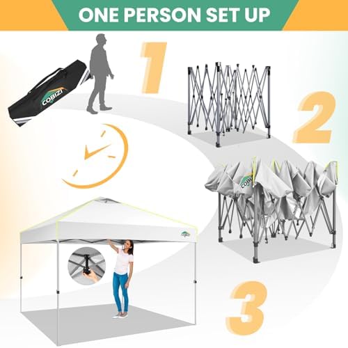10x10 Pop Up Canopy Tent, Outdoor Party Tent Without Sidewall One Push Setup Glow, 3 Adjustable Height Air Vent, alternate