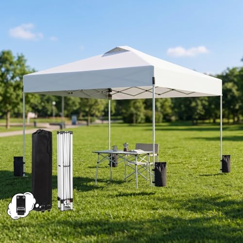 10x10 Pop Up Canopy Tent, Waterproof, UPF 50+, Portable Shade (White, 1 Sidewalls-White 10x10) in White