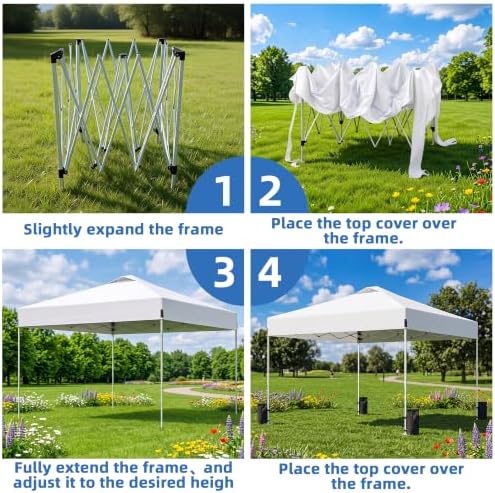 10x10 Pop Up Canopy Tent, Waterproof, UPF 50+, Portable Shade (White, 1 Sidewalls-White 10x10) in White, alternate view 2