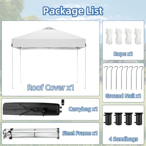 10x10 Pop Up Canopy Tent, Waterproof, UPF 50+, Portable Shade (White, 1 Sidewalls-White 10x10) in White, alternate view 5