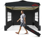 10x10 Pop Up Canopy Tent with 3 Sidewalls, Black in Black